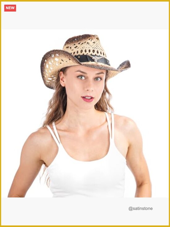 Synthetic Straw Cowboy Hat with Shapeable Brim & Sun Protection main image 6